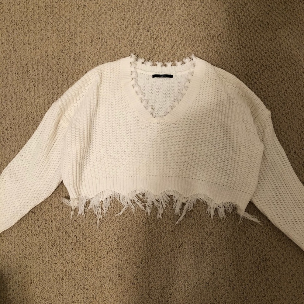 Cropped white sweater